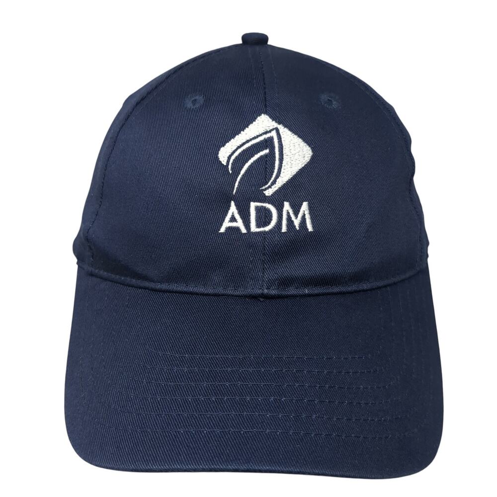 ADM Strapback Baseball Cap Blue One Size Adjustable Embroidered Vented Holes